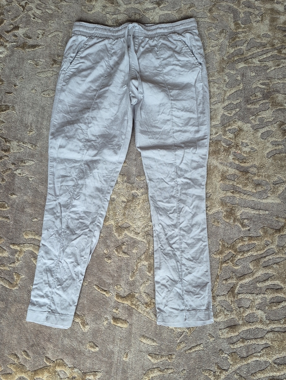 Level 99 Stitch Fix Women's Linen Straight Leg Gray Casual Drawstring Pants Smal